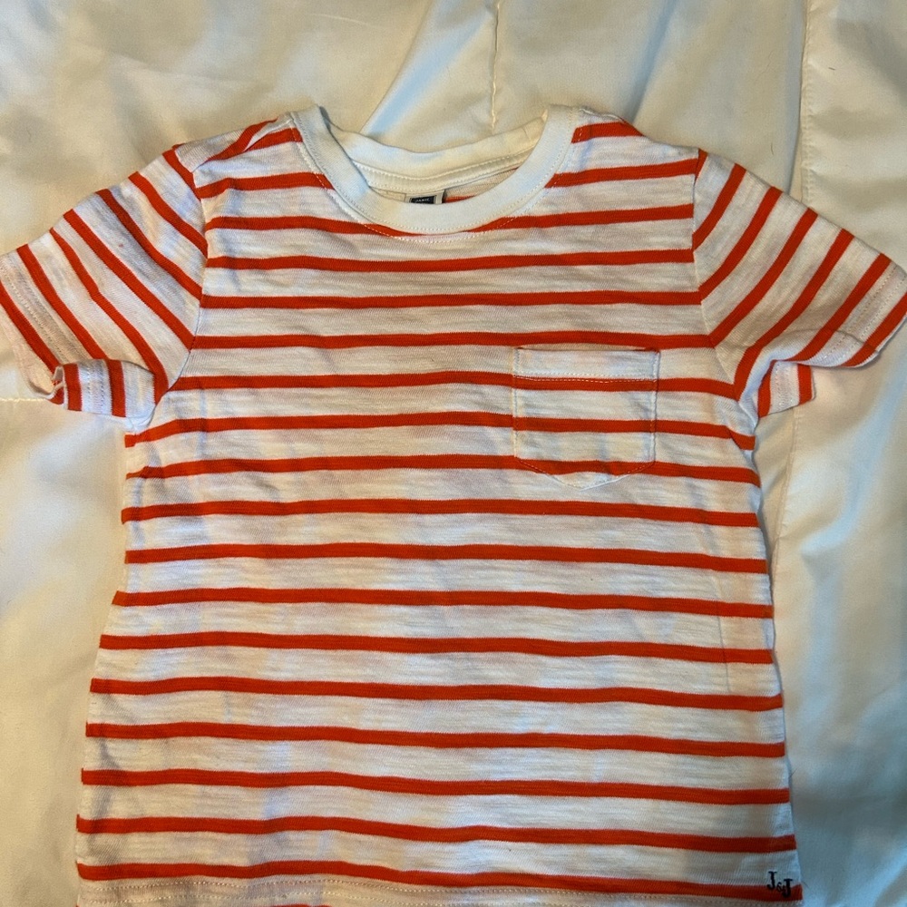 Janie and Jack orange and White Striped Short Sleeve Tee